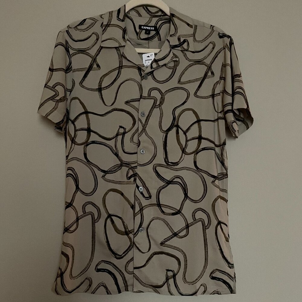 Express, XS, Geometric Design, Rayon Feel, Button up Shirt
